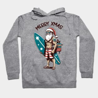 Surfer Santa Claus, Christmas Hoodie